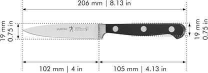 Classic 4-Inch Paring Knife, Razor-Sharp, German Engineered | Fully Forged Construction Provides Balance with Traditional Triple-Rivet Handles Enables Comfortable Easy Cutting.