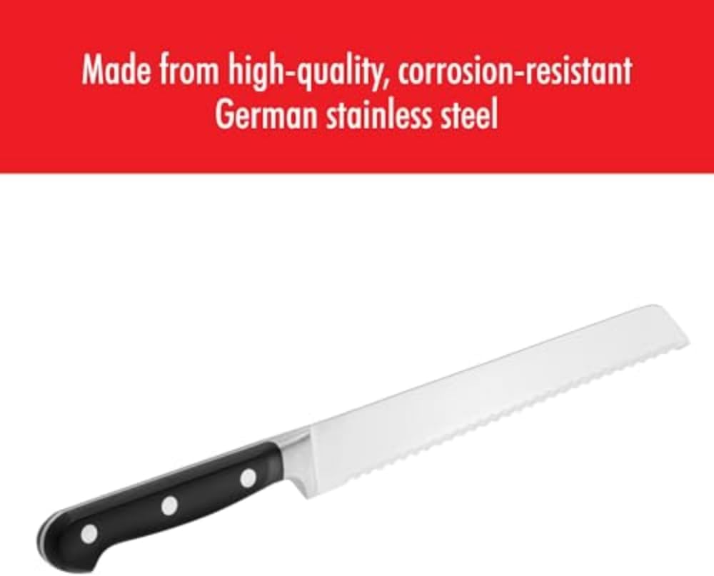 Professional S 8-inch Razor-Sharp German Bread Knife, Made in Company-Owned German Factory with Special Formula Steel perfected for almost 300 Years, Dishwasher Safe