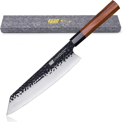 Japanese Kiritsuke Knife, 9 Inch Gyuto Chef Knife, Kitchen Knife with High Carbon Steel Blade, Octagonal Handle, for Meat, Fish, Vegetables and Fruits, Dynasty Series