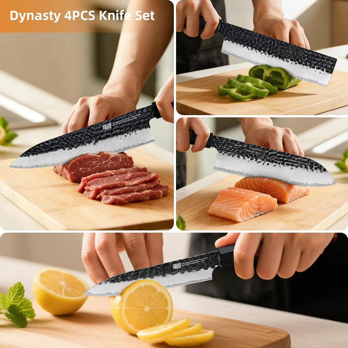 Japanese Kiritsuke Knife, 9 Inch Gyuto Chef Knife, Kitchen Knife with High Carbon Steel Blade, Octagonal Handle, for Meat, Fish, Vegetables and Fruits, Dynasty Series