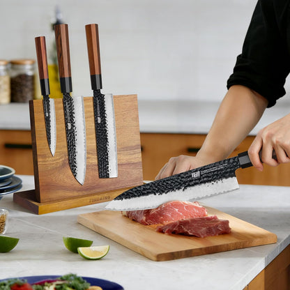 Japanese Kiritsuke Knife, 9 Inch Gyuto Chef Knife, Kitchen Knife with High Carbon Steel Blade, Octagonal Handle, for Meat, Fish, Vegetables and Fruits, Dynasty Series