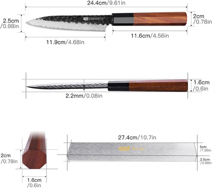 Japanese Kiritsuke Knife, 9 Inch Gyuto Chef Knife, Kitchen Knife with High Carbon Steel Blade, Octagonal Handle, for Meat, Fish, Vegetables and Fruits, Dynasty Series