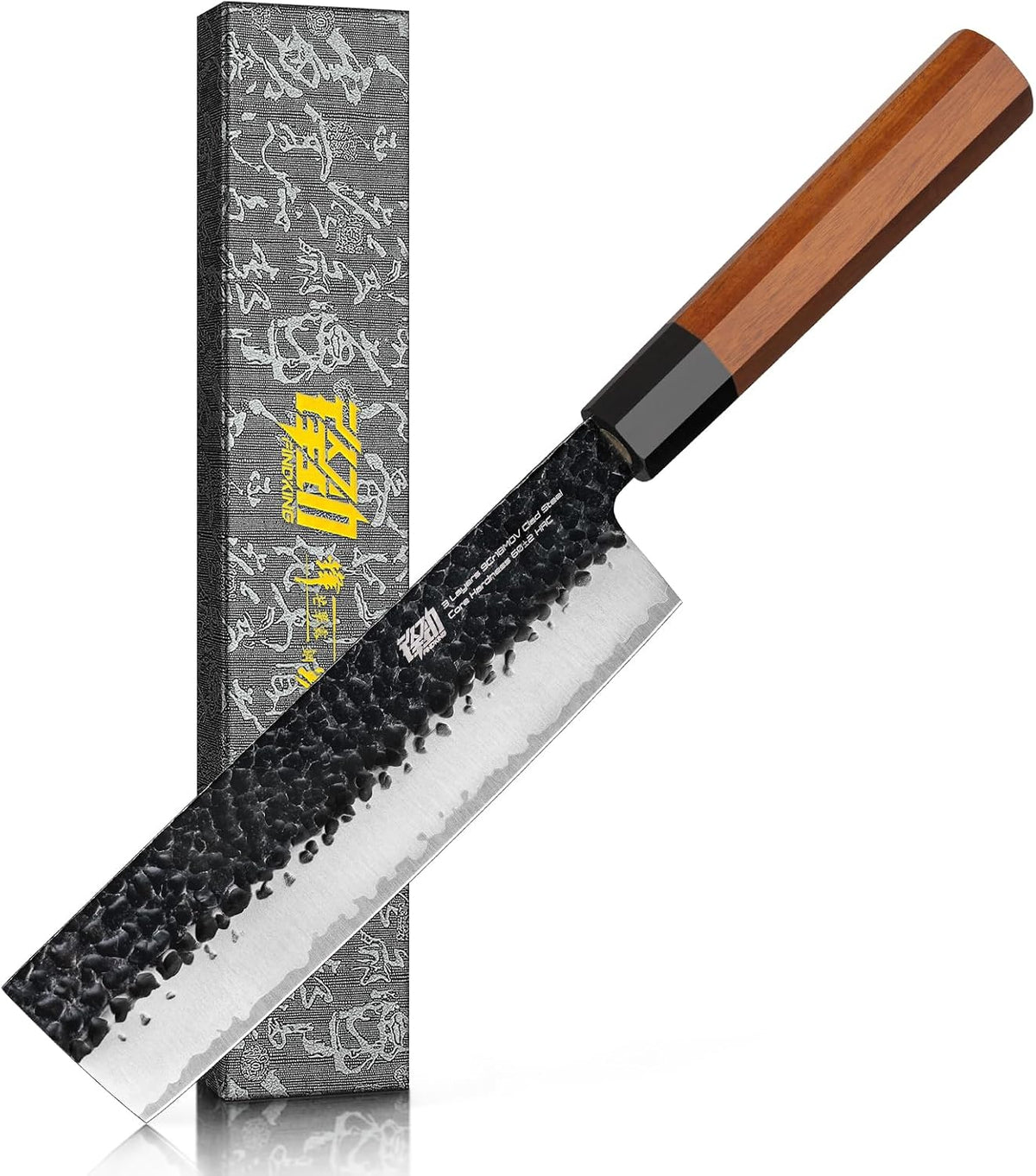 Japanese Kiritsuke Knife, 9 Inch Gyuto Chef Knife, Kitchen Knife with High Carbon Steel Blade, Octagonal Handle, for Meat, Fish, Vegetables and Fruits, Dynasty Series