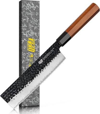 Japanese Kiritsuke Knife, 9 Inch Gyuto Chef Knife, Kitchen Knife with High Carbon Steel Blade, Octagonal Handle, for Meat, Fish, Vegetables and Fruits, Dynasty Series