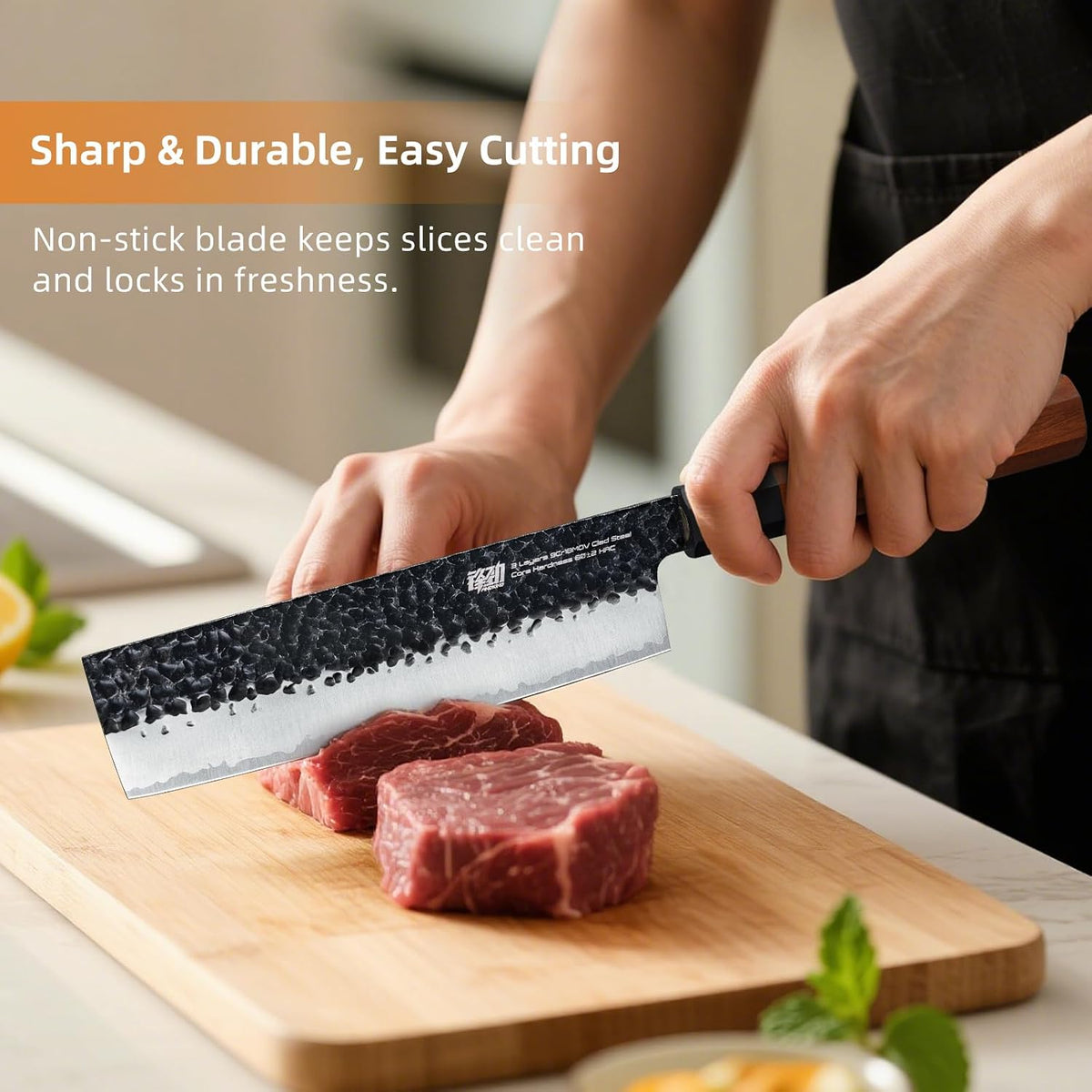 Japanese Kiritsuke Knife, 9 Inch Gyuto Chef Knife, Kitchen Knife with High Carbon Steel Blade, Octagonal Handle, for Meat, Fish, Vegetables and Fruits, Dynasty Series