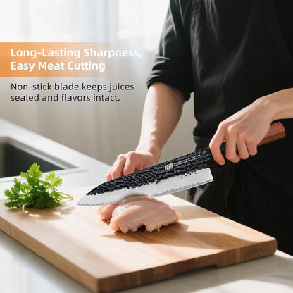 Japanese Kiritsuke Knife, 9 Inch Gyuto Chef Knife, Kitchen Knife with High Carbon Steel Blade, Octagonal Handle, for Meat, Fish, Vegetables and Fruits, Dynasty Series