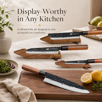 Japanese Kiritsuke Knife, 9 Inch Gyuto Chef Knife, Kitchen Knife with High Carbon Steel Blade, Octagonal Handle, for Meat, Fish, Vegetables and Fruits, Dynasty Series