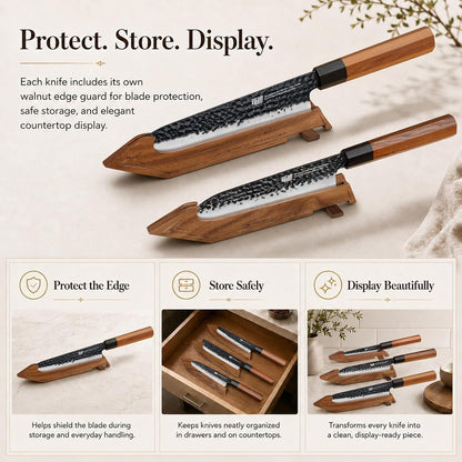 Japanese Kiritsuke Knife, 9 Inch Gyuto Chef Knife, Kitchen Knife with High Carbon Steel Blade, Octagonal Handle, for Meat, Fish, Vegetables and Fruits, Dynasty Series