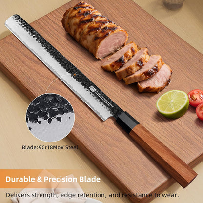Japanese Kiritsuke Knife, 9 Inch Gyuto Chef Knife, Kitchen Knife with High Carbon Steel Blade, Octagonal Handle, for Meat, Fish, Vegetables and Fruits, Dynasty Series