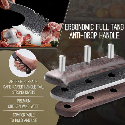 Meat Bone Cleaver Knife - Black Heavy Duty Butcher Meat Cutting Axes
