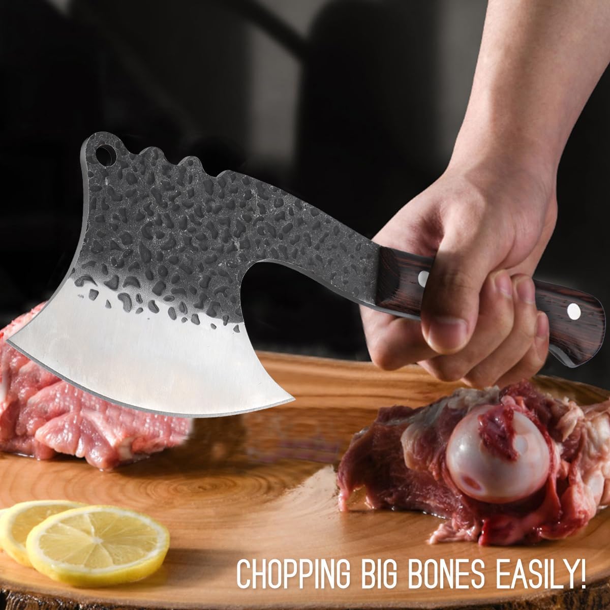 Meat Bone Cleaver Knife - Black Heavy Duty Butcher Meat Cutting Axes