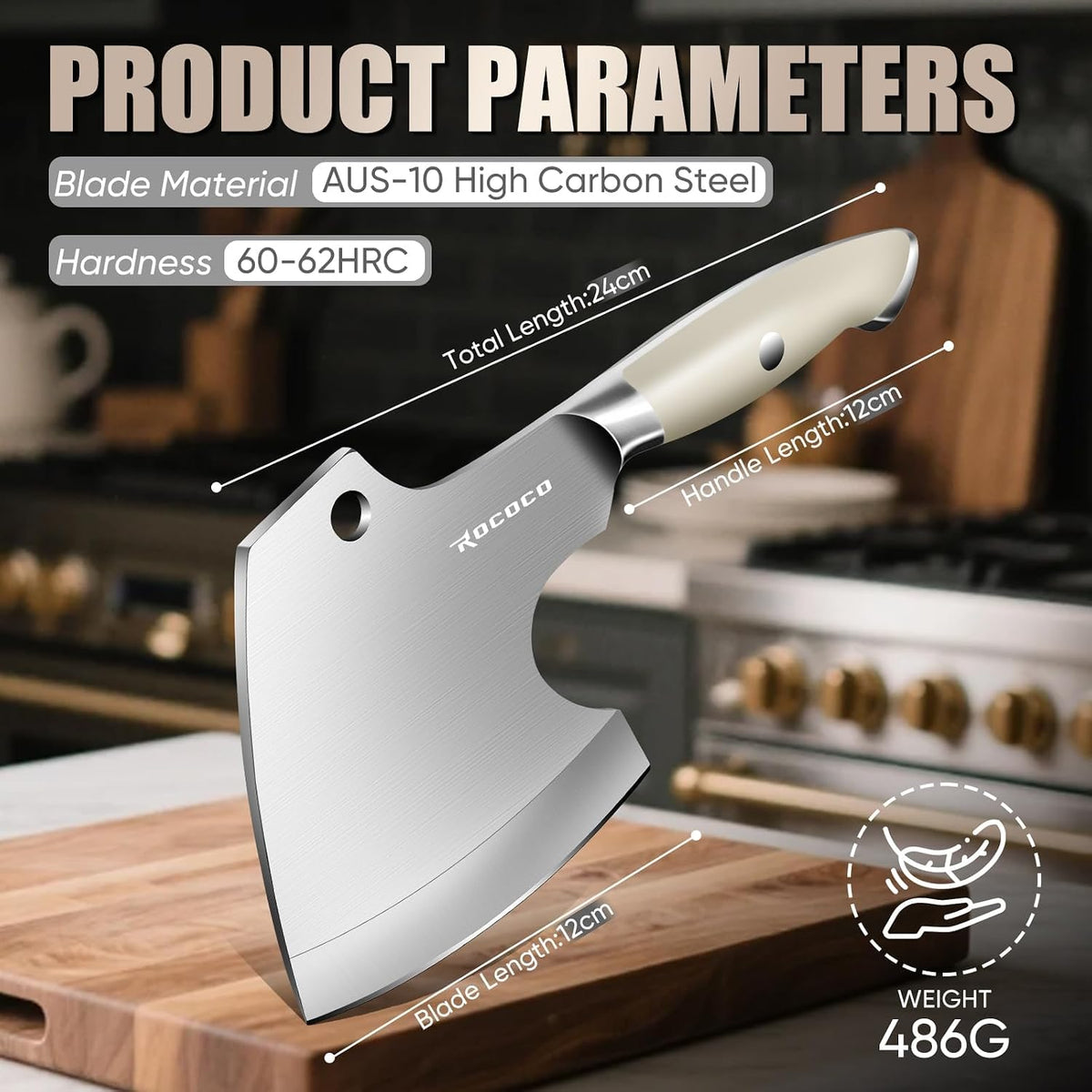 Meat Bone Cleaver Knife - Black Heavy Duty Butcher Meat Cutting Axes