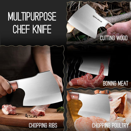 Meat Bone Cleaver Knife - Black Heavy Duty Butcher Meat Cutting Axes
