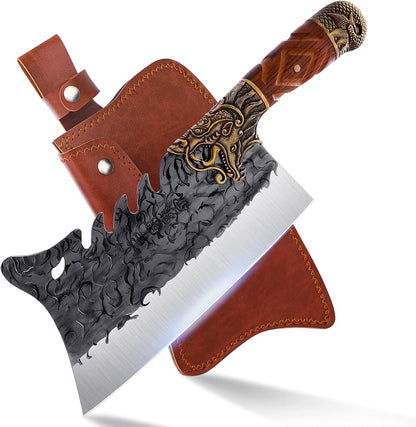 Meat Bone Cleaver Knife - Black Heavy Duty Butcher Meat Cutting Axes