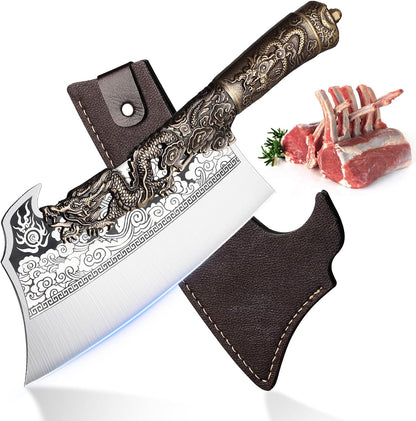 Meat Bone Cleaver Knife - Black Heavy Duty Butcher Meat Cutting Axes