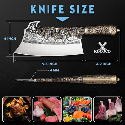Meat Bone Cleaver Knife - Black Heavy Duty Butcher Meat Cutting Axes