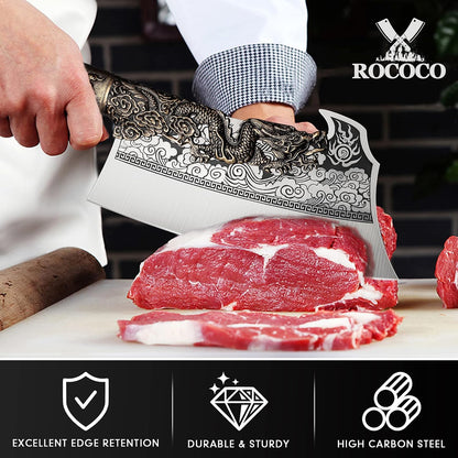 Meat Bone Cleaver Knife - Black Heavy Duty Butcher Meat Cutting Axes