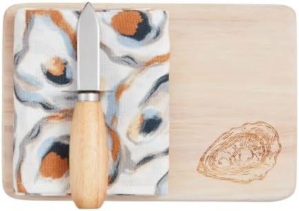 Oyster Shuck Board Set; board 6" x 9" | knife 6" | towel 26" x 16 1/2"