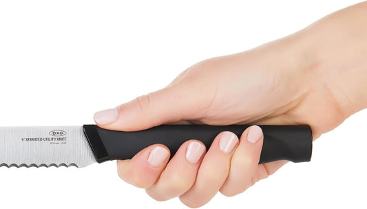 Good Grips 5-in Serrated Utility Knife,Silver/Black