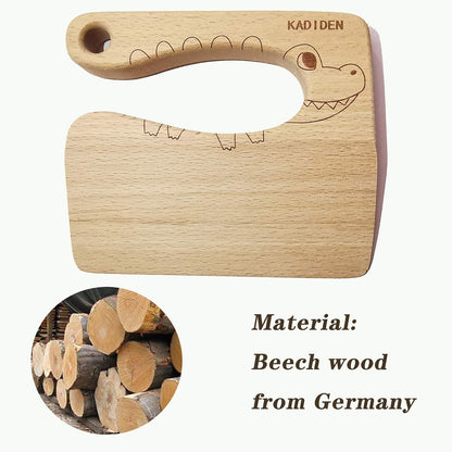 Wooden Kids Knife for Real Cooking, Montessori Kitchen Tool for Toddlers