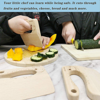 Wooden Kids Knife for Real Cooking, Montessori Kitchen Tool for Toddlers