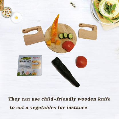 Wooden Kids Knife for Real Cooking, Montessori Kitchen Tool for Toddlers