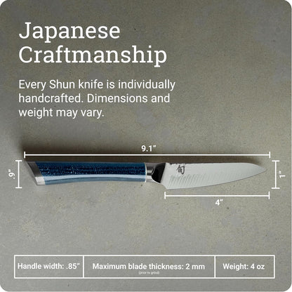 Shiranami 4" Paring Knife | Handcrafted Japanese Vegetable & Fruit Knife, VG10 and VG2 Damascus Steel Blade, Jute Micarta Handle
