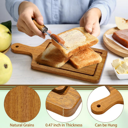 6 Sets Baby Shower Prizes for Game Winners 49 Pcs Square Acacia Wood Cheese Board Gift with Knives Spoons Gift Bags Kitchen Towels Bridal Shower Party Favors for Guests