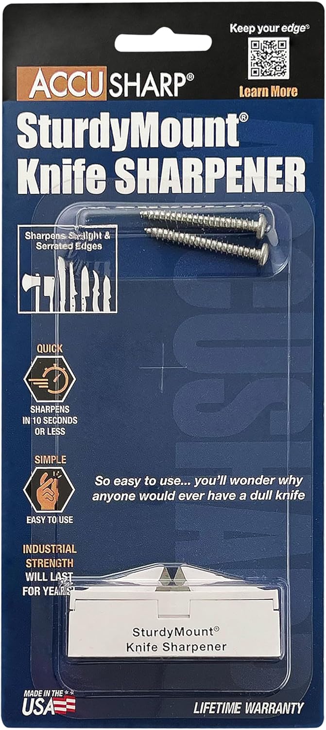AccuSharp Knife Sharpening Tool for Restoration, Diamond-Honed Tungsten Carbide Blade Sharpener with Sturdy Mount, Helps Revive, Hone, & Restore Kitchen Knives & All Blades
