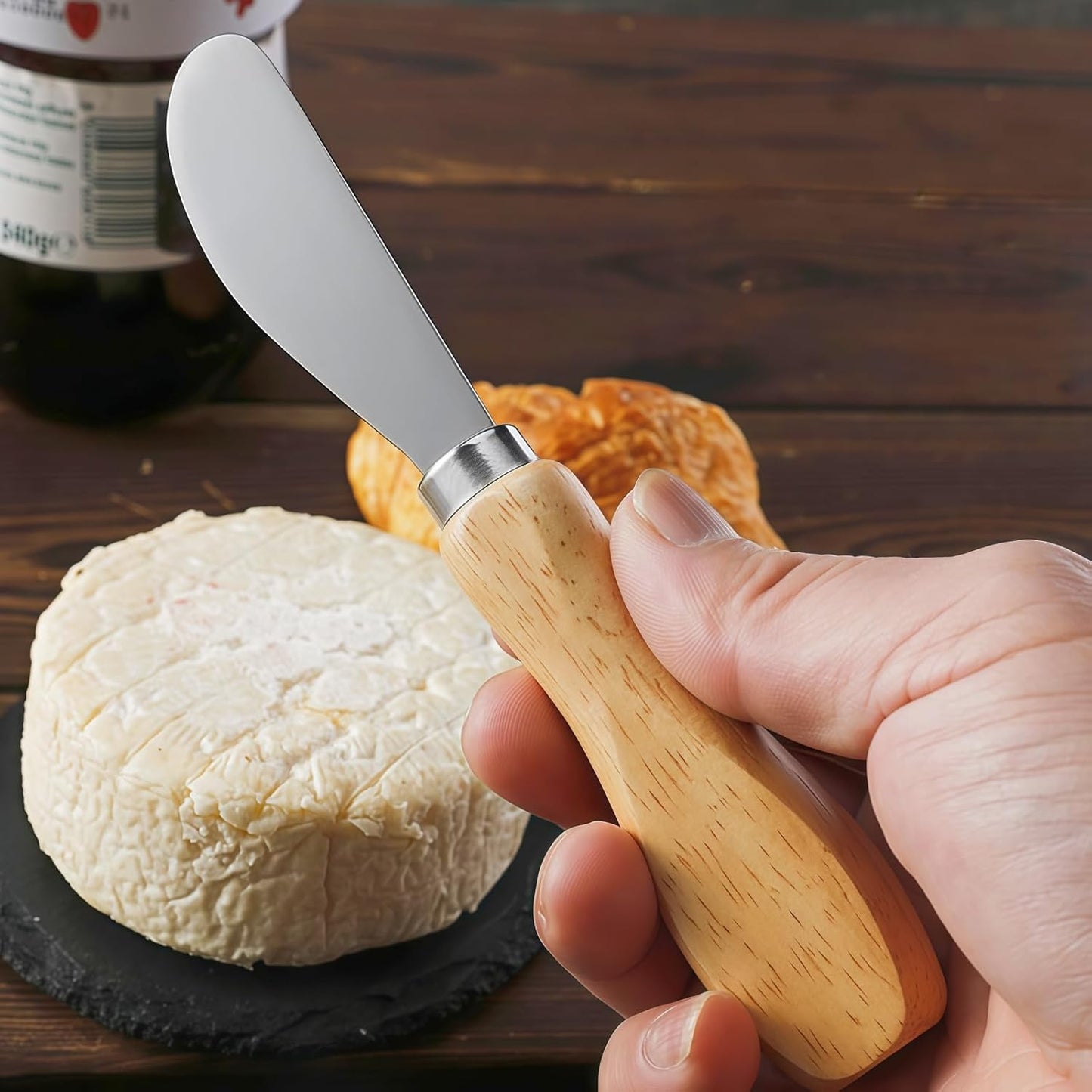Butter Knives Set of 2, Oak Handle, Durable Stainless Steel Blade, Butter Knife for Smooth Spreading Butter Cream Cheese Jam, Ideal for Bagels, Sandwiches, Butter Knife Spreader 6 Inches (Oak 6.2")