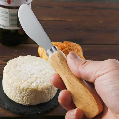 Butter Knives Set of 2, Oak Handle, Durable Stainless Steel Blade, Butter Knife for Smooth Spreading Butter Cream Cheese Jam, Ideal for Bagels, Sandwiches, Butter Knife Spreader 6 Inches (Oak 6.2")