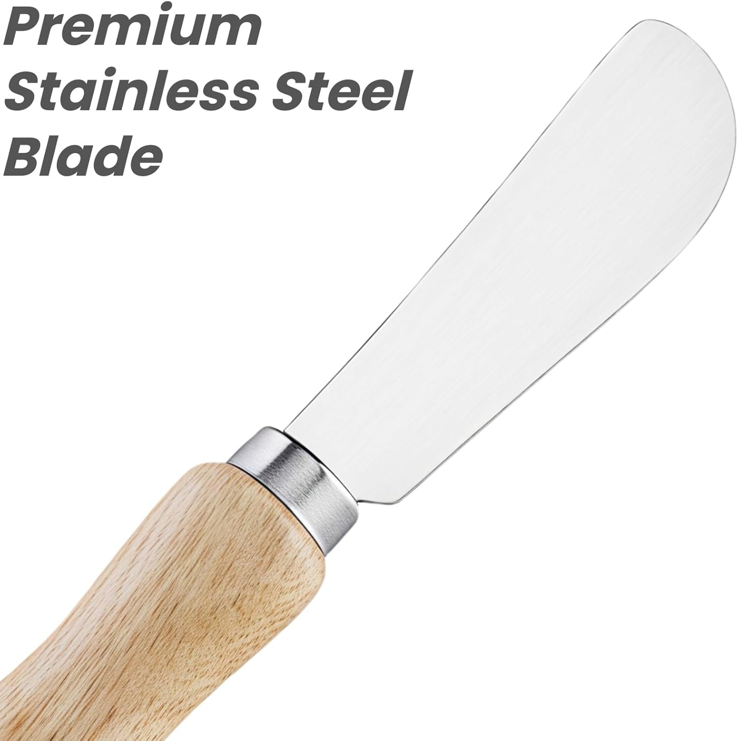 Butter Knives Set of 2, Oak Handle, Durable Stainless Steel Blade, Butter Knife for Smooth Spreading Butter Cream Cheese Jam, Ideal for Bagels, Sandwiches, Butter Knife Spreader 6 Inches (Oak 6.2")