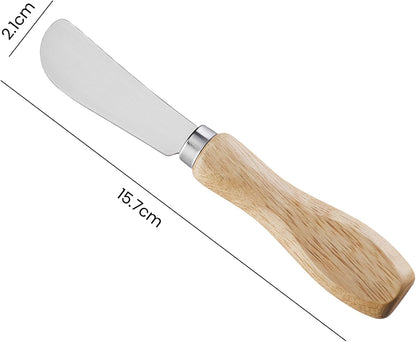 Butter Knives Set of 2, Oak Handle, Durable Stainless Steel Blade, Butter Knife for Smooth Spreading Butter Cream Cheese Jam, Ideal for Bagels, Sandwiches, Butter Knife Spreader 6 Inches (Oak 6.2")