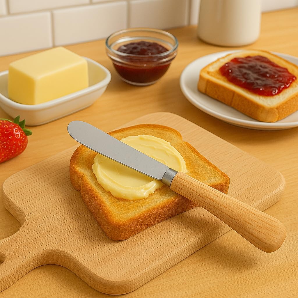 Butter Knives Set of 2, Oak Handle, Durable Stainless Steel Blade, Butter Knife for Smooth Spreading Butter Cream Cheese Jam, Ideal for Bagels, Sandwiches, Butter Knife Spreader 6 Inches (Oak 6.2")