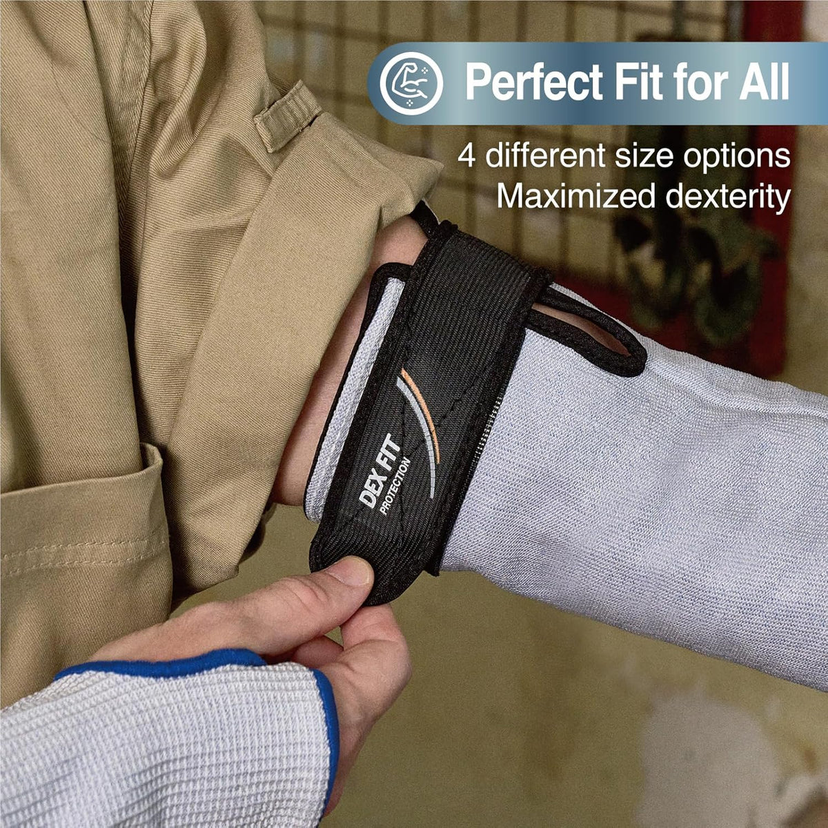 SSG913S ANSI A9 Cut Resistant Sleeves with Thumb Hole, Comfortable Arm Covers for Thin Skin and Bruising, Anti Slip Strap, Machine Washable; Blue M 1 Pair