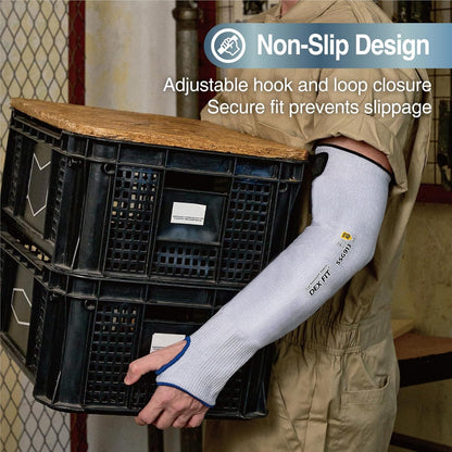 SSG913S ANSI A9 Cut Resistant Sleeves with Thumb Hole, Comfortable Arm Covers for Thin Skin and Bruising, Anti Slip Strap, Machine Washable; Blue M 1 Pair