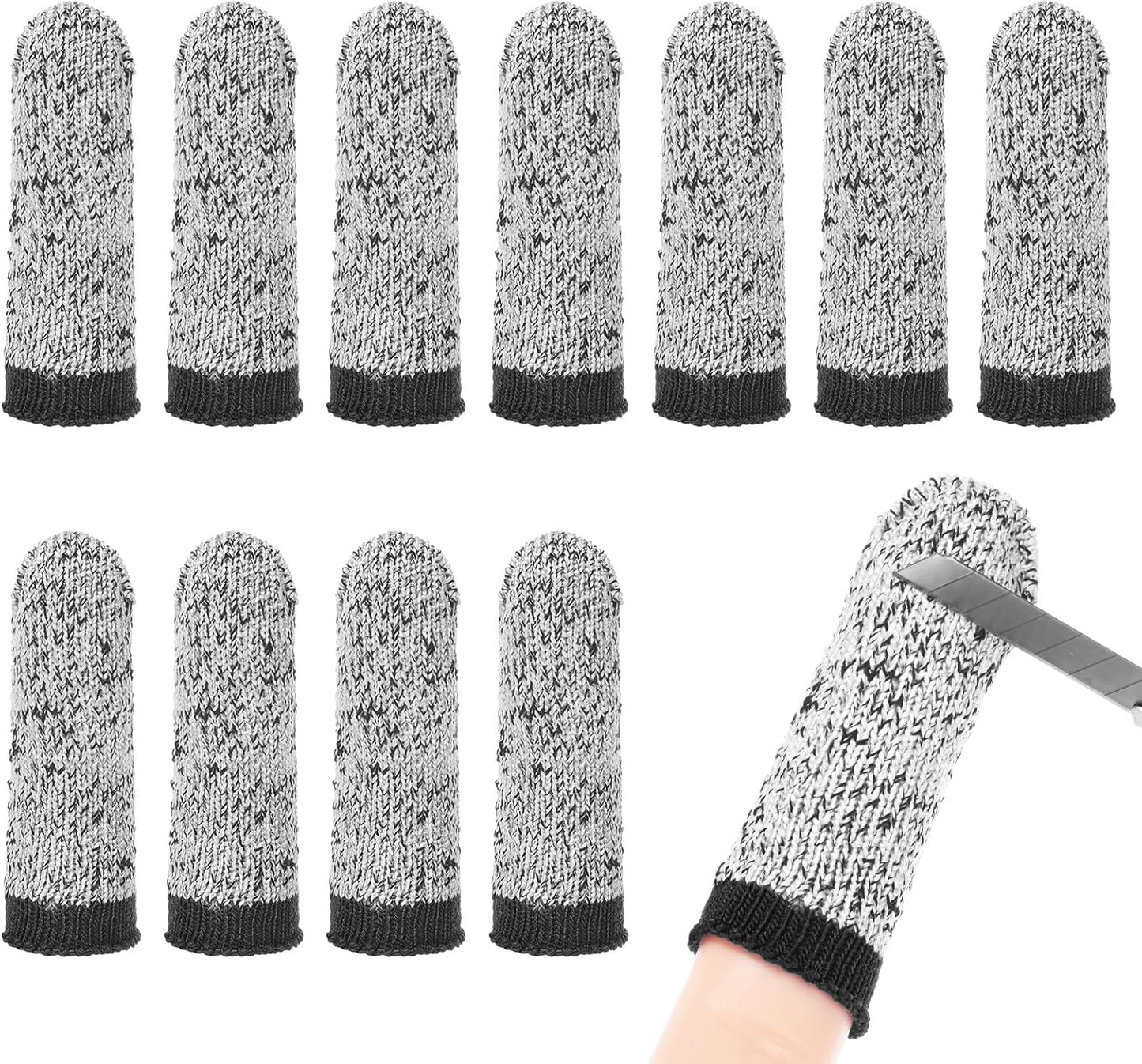 12-Pack Finger Cots Cut Resistant, Reusable Finger Sleeve Protectors for Sculpture/Kitchen/Garden, HPPE Fiber Thumb Finger Guards Covers [2.8", Grey Blue]