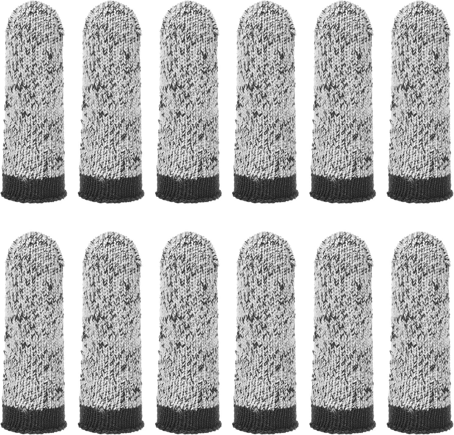 12-Pack Finger Cots Cut Resistant, Reusable Finger Sleeve Protectors for Sculpture/Kitchen/Garden, HPPE Fiber Thumb Finger Guards Covers [2.8", Grey Blue]