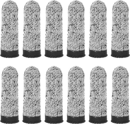 12-Pack Finger Cots Cut Resistant, Reusable Finger Sleeve Protectors for Sculpture/Kitchen/Garden, HPPE Fiber Thumb Finger Guards Covers [2.8", Grey Blue]