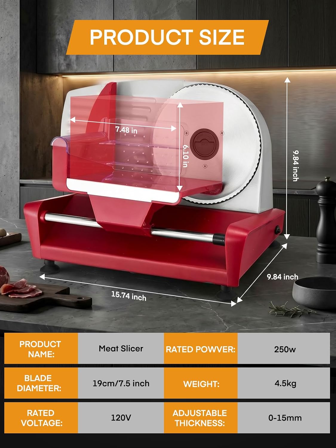 FOHERE 250W Electric Meat Slicer Machine for