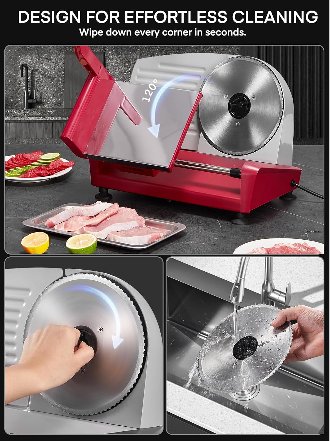 FOHERE 250W Electric Meat Slicer Machine for