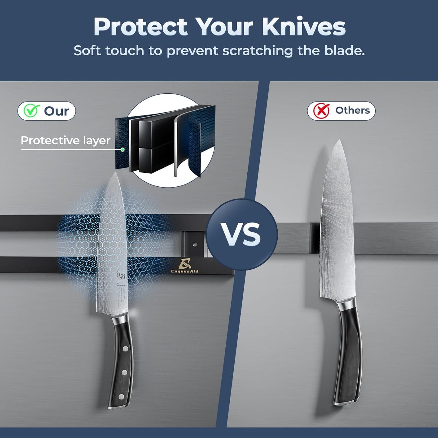 16.5 Inch Heavy-Duty Magnetic Knife Holder for Refrigerator, No Adhesive Tape or Screws Needed Knife Magnetic Strip for Strong Fridge Mount or Wall as Gifts for Women or Men