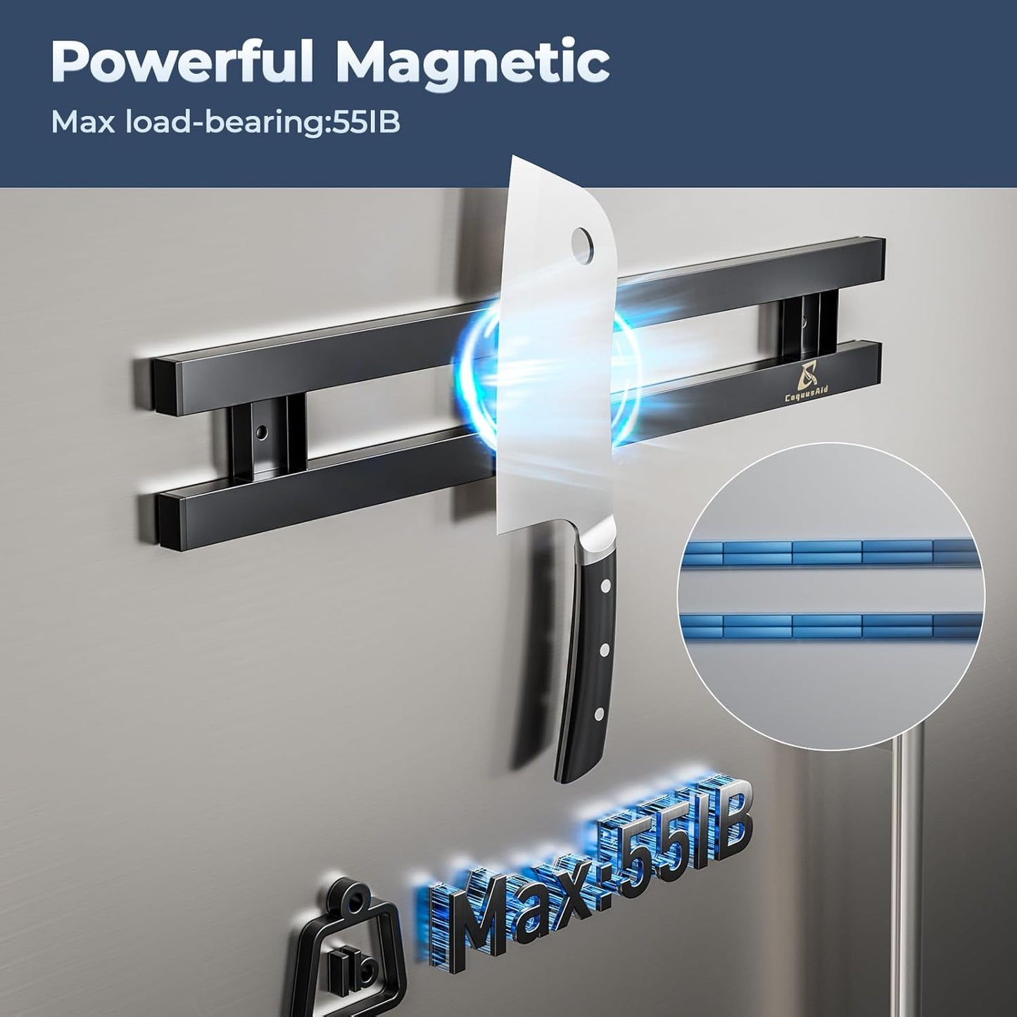 16.5 Inch Heavy-Duty Magnetic Knife Holder for Refrigerator, No Adhesive Tape or Screws Needed Knife Magnetic Strip for Strong Fridge Mount or Wall as Gifts for Women or Men
