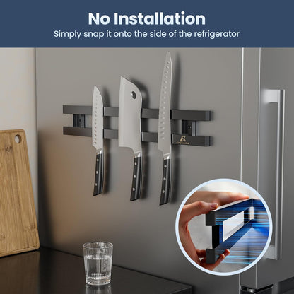 16.5 Inch Heavy-Duty Magnetic Knife Holder for Refrigerator, No Adhesive Tape or Screws Needed Knife Magnetic Strip for Strong Fridge Mount or Wall as Gifts for Women or Men