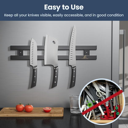 16.5 Inch Heavy-Duty Magnetic Knife Holder for Refrigerator, No Adhesive Tape or Screws Needed Knife Magnetic Strip for Strong Fridge Mount or Wall as Gifts for Women or Men