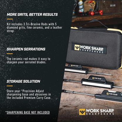 Precision Adjust Knife Sharpener Kit - Fixed Angle Sharpening System for Kitchen & Pocket Knives - Professional Guided Knife Sharpening Tool