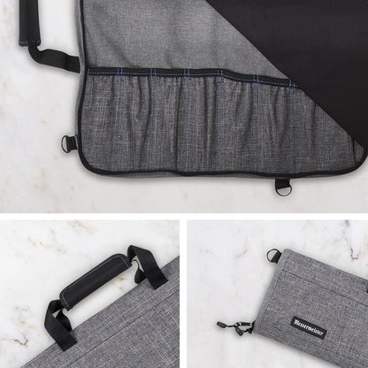 Preservation 8-Pocket Knife Luggage, Heather Gray - 8 Elasticized, Reinforced Pockets for Culinary Tools - Holds Up to 18” Knife - Made From 100% Recycled Water Bottles