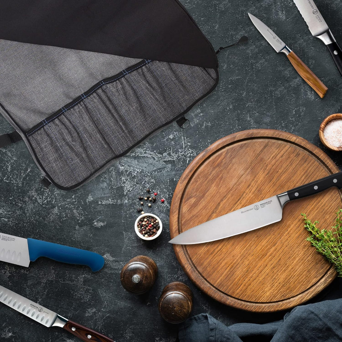 Preservation 8-Pocket Knife Luggage, Heather Gray - 8 Elasticized, Reinforced Pockets for Culinary Tools - Holds Up to 18” Knife - Made From 100% Recycled Water Bottles