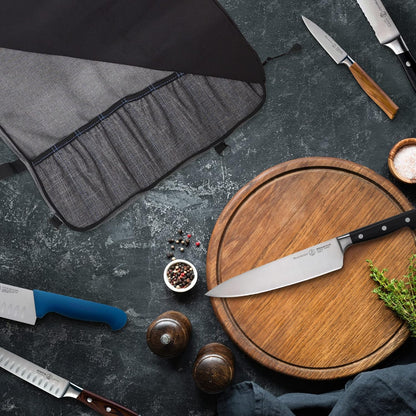 Preservation 8-Pocket Knife Luggage, Heather Gray - 8 Elasticized, Reinforced Pockets for Culinary Tools - Holds Up to 18” Knife - Made From 100% Recycled Water Bottles