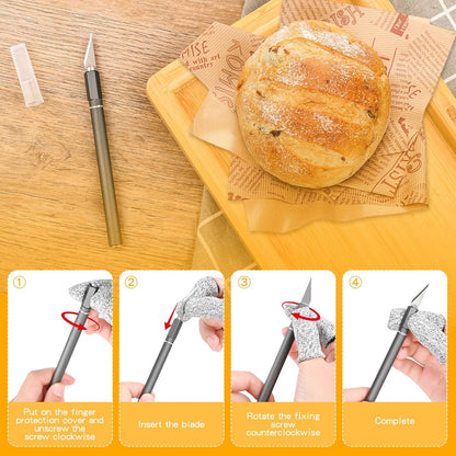 Upgraded Bread Lame with 10 Blades - Professional sourdough Scoring Tool for bread scoring tool Safety Cover & Ergonomic Handle - Premium Bread Scoring Knife for Artisan Bread Making (1, Gray)